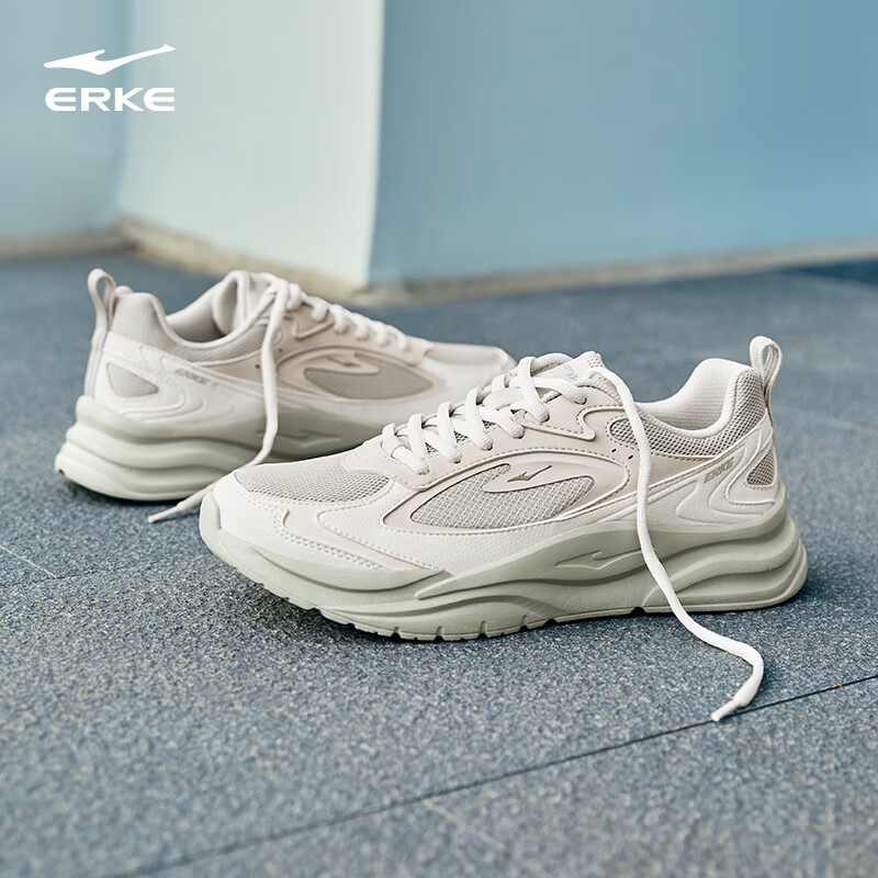 ERKE Men's Casual Shoes Breathable Leather Mesh Lightweight Sports Shoes Men's L...