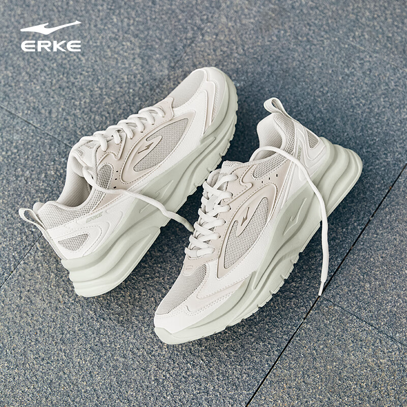 ERKE Men's Casual Shoes Breathable Leather Mesh Lightweight Sports Shoes Men's L...