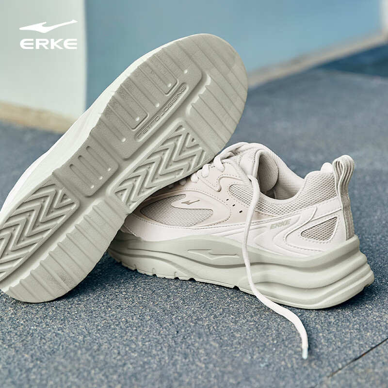 ERKE Men's Casual Shoes Breathable Leather Mesh Lightweight Sports Shoes Men's L...