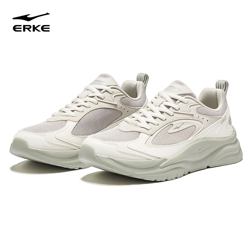 ERKE Men's Casual Shoes Breathable Leather Mesh Lightweight Sports Shoes Men's L...