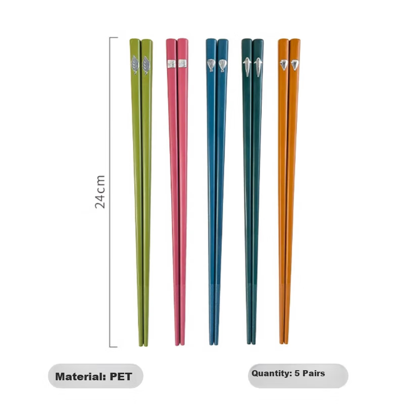 Shi Hua New Chinese Style Alloy Chopsticks Set of 5 Pairs for Home Use, Anti-sli...