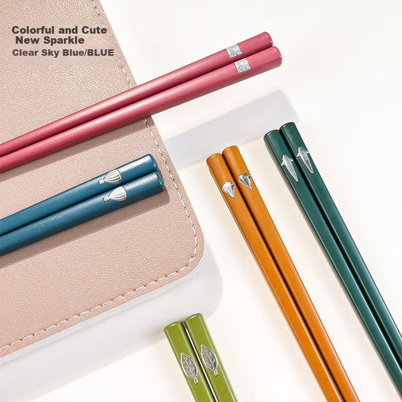 Shi Hua New Chinese Style Alloy Chopsticks Set of 5 Pairs for Home Use, Anti-sli...