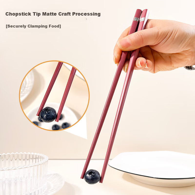 Shi Hua New Chinese Style Alloy Chopsticks Set of 5 Pairs for Home Use, Anti-sli...