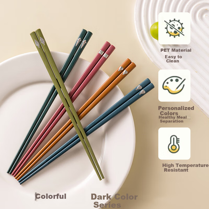 Shi Hua New Chinese Style Alloy Chopsticks Set of 5 Pairs for Home Use, Anti-sli...