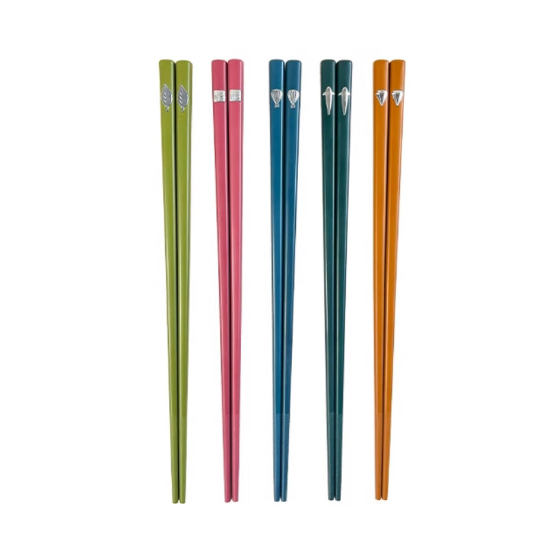Shi Hua New Chinese Style Alloy Chopsticks Set of 5 Pairs for Home Use, Anti-sli...