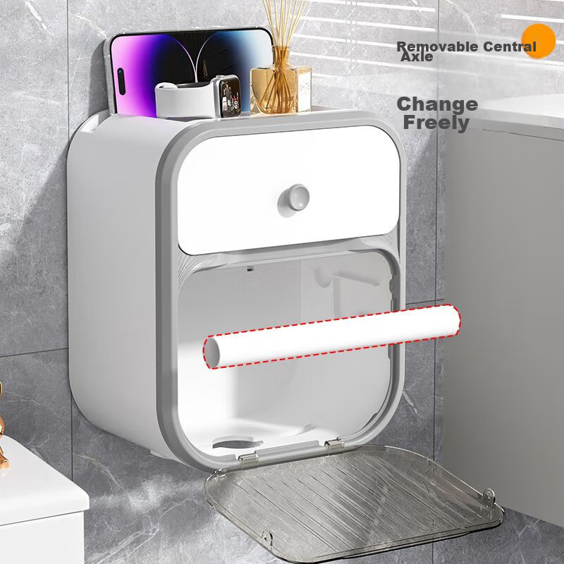 Shangmeide Bathroom Tissue Box, Double-Layer, No Drilling Required, Toilet Paper...