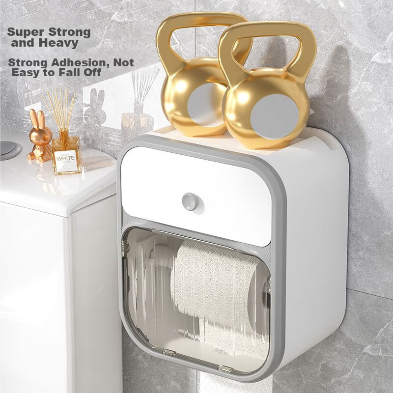Shangmeide Bathroom Tissue Box, Double-Layer, No Drilling Required, Toilet Paper...