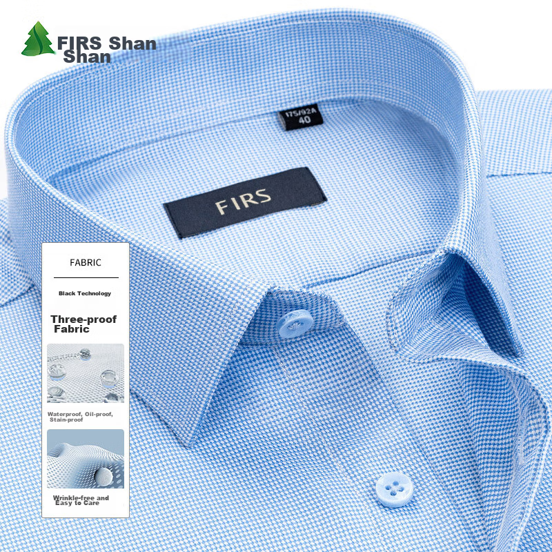 FIRS Wrinkle-Resistant, Stain-Resistant, And Water-Repellent Non-Iron Long Sleev...
