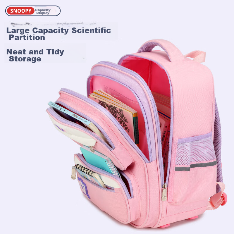 Snoopy Backpack for Elementary School Students, Children's Spine-Protecting And...