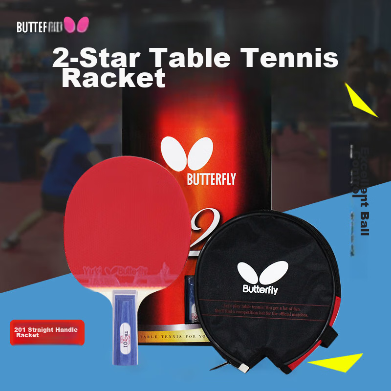 Butterfly TBC-201 Table Tennis Racket [Double-Sided Reverse Rubber], Straight Ha...