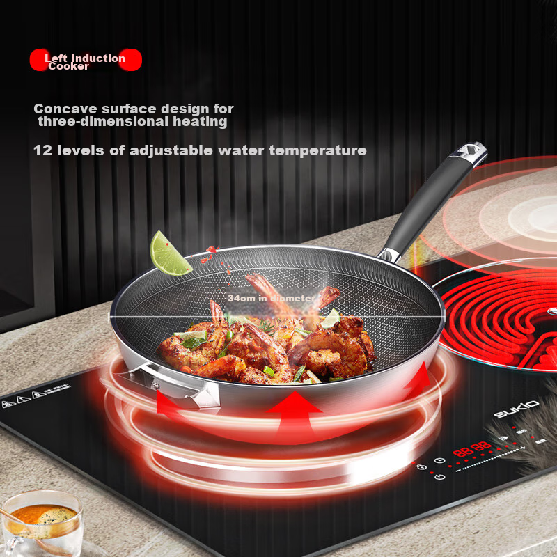 SUKIO Built-In Induction Cooker, Dual Burner, High Power, Household Stir-Fry Ind...