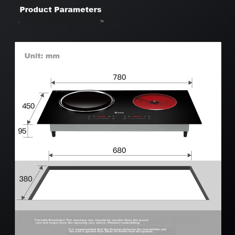 SUKIO Built-In Induction Cooker, Dual Burner, High Power, Household Stir-Fry Ind...