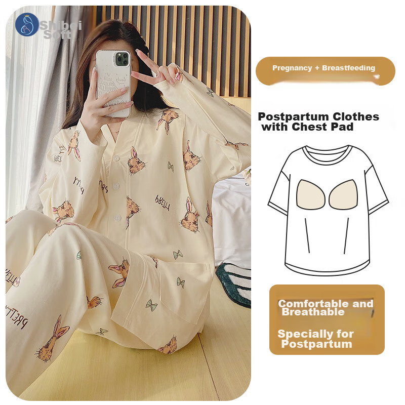 Shibeiru Maternity Nursing Pajamas, Pregnant Women's Loungewear, Home Wear Set,...