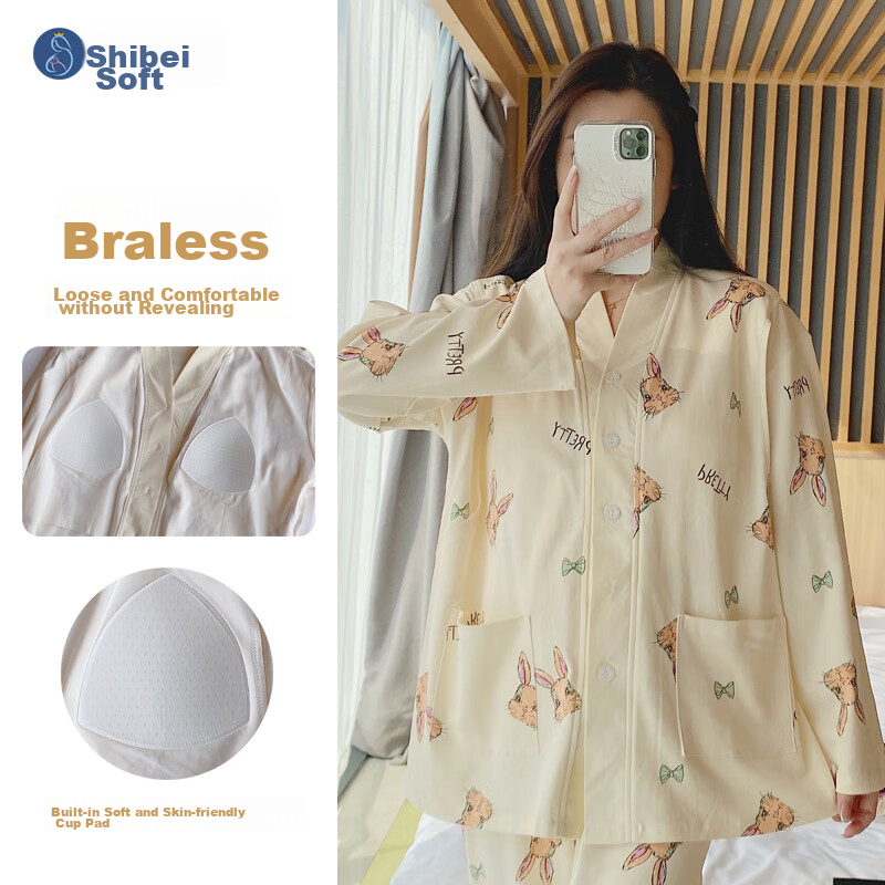 Shibeiru Maternity Nursing Pajamas, Pregnant Women's Loungewear, Home Wear Set,...