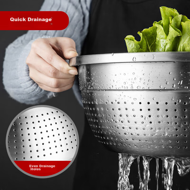 Meichun (Maxcook) 304 Stainless Steel Bowl And Sieve Set, 2 Pieces, 30cm Thick L...