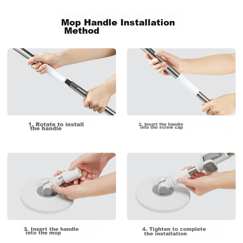 Jiajie Youpin Labor-Saving Mop Handle, Rotating Thickened Mop Disc, Dust Push Ro...