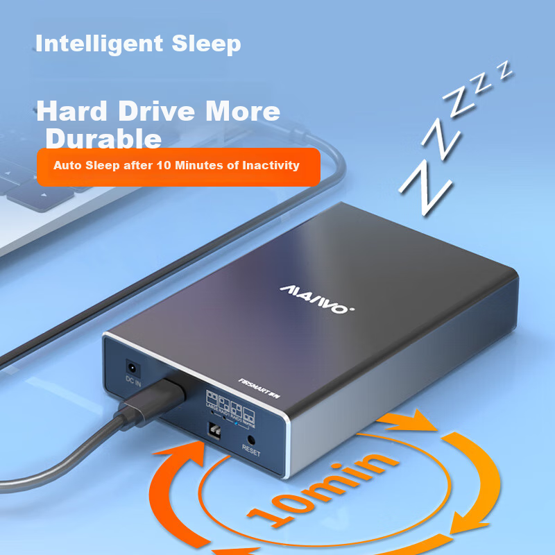 MAIWO Dual-Bay Mechanical Hard Drive Enclosure with RAID Disk Array Cabinet, Alu...