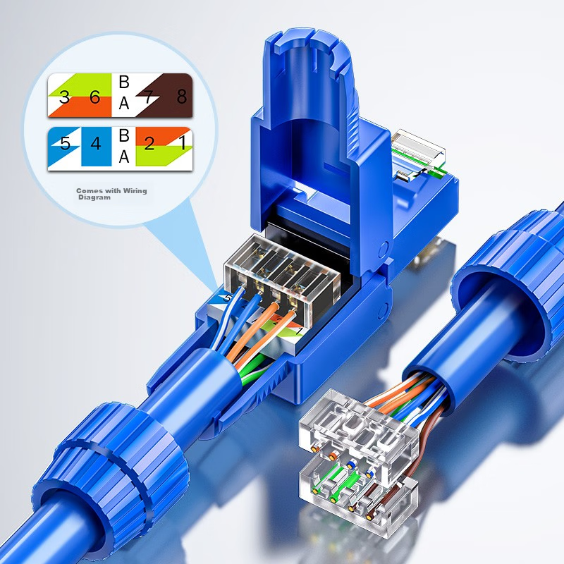 SAMZHE Cat6 Toolless Crystal Head, Engineering Grade 8P8C Toolless RJ45 Computer...