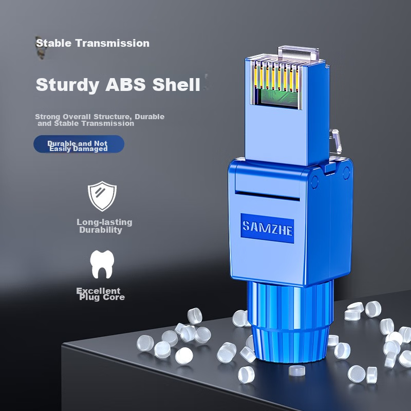 SAMZHE Cat6 Toolless Crystal Head, Engineering Grade 8P8C Toolless RJ45 Computer...