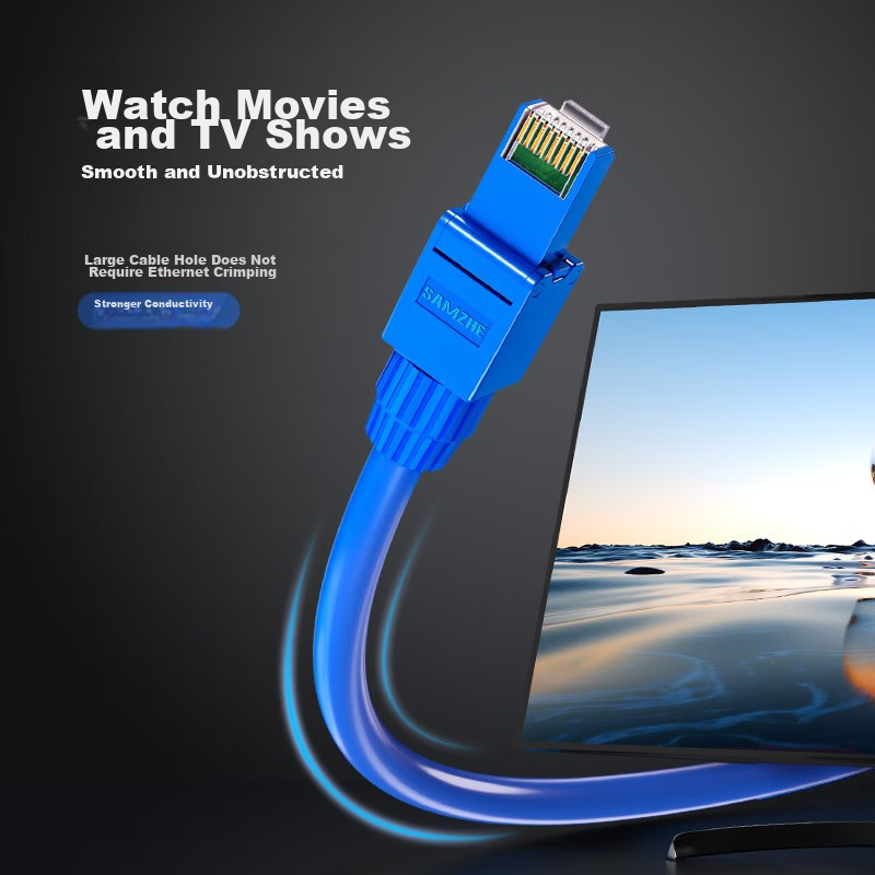 SAMZHE Cat6 Toolless Crystal Head, Engineering Grade 8P8C Toolless RJ45 Computer...