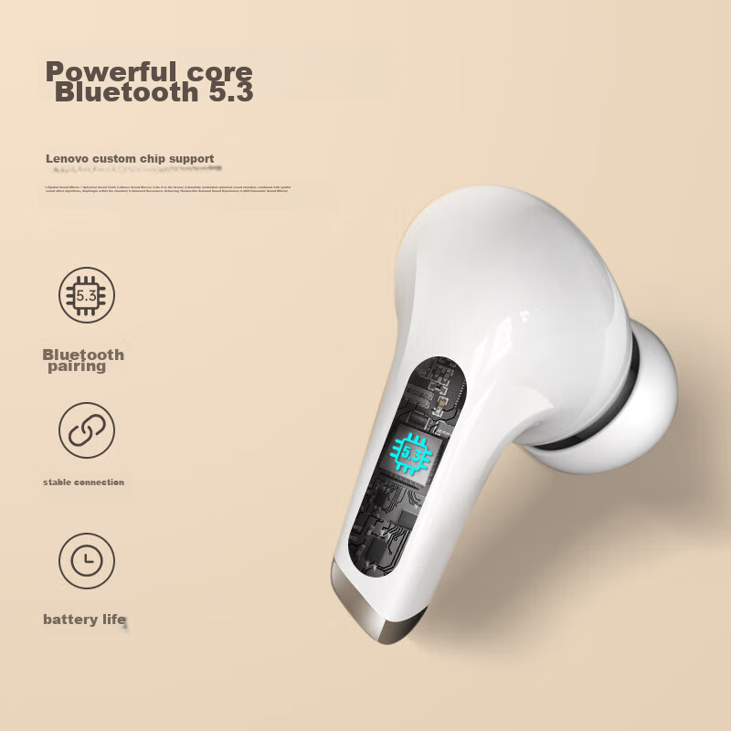 Lenovo True Wireless Bluetooth Earbuds, In-Ear Sports High-Definition Calling Mu...