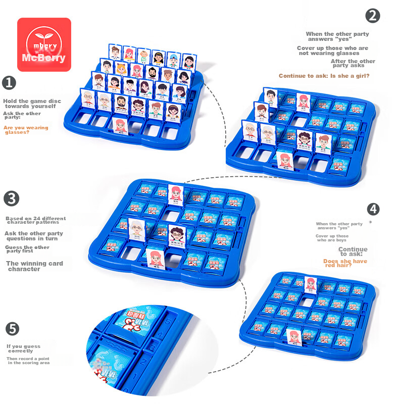 Mbery Guess Who I Am Children's Toy, Logic Reasoning Board Game, Card Game, Pare...