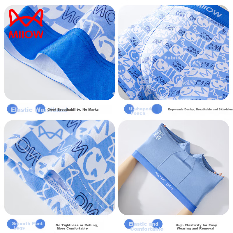 MiiOW Boys' Underwear Teenage Boys' Spring and Autumn Boxer Briefs for Adolescen...