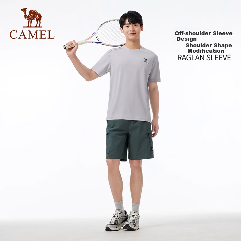 CAMEL Women's Quick-Dry Short Sleeve T-shirt Thin Summer Round Neck Breathable S...