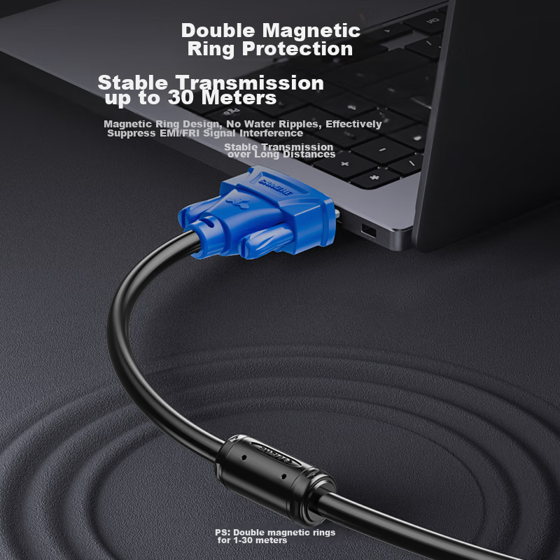 Shanze VGA Cable, High-Definition, Dual Magnetic Ring 3+6 Copper Core, Desktop C...