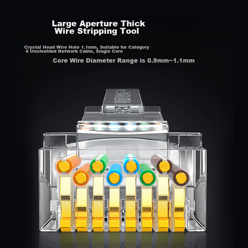 Lulian CAT6 Ethernet Cable Connectors, Gigabit Network Plugs, 50U Gold-Plated Pr...