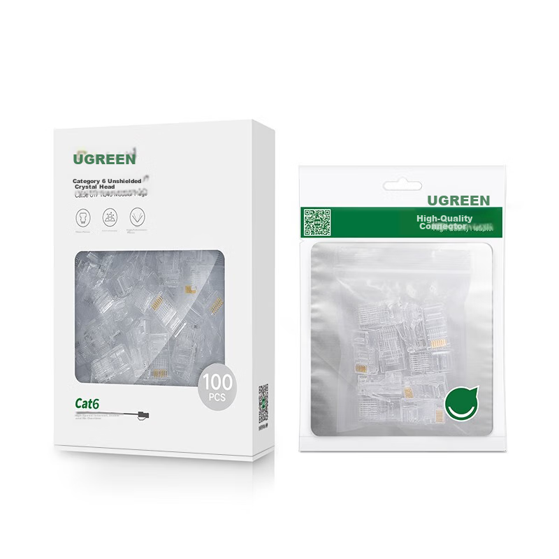 Lulian CAT6 Ethernet Cable Connectors, Gigabit Network Plugs, 50U Gold-Plated Pr...