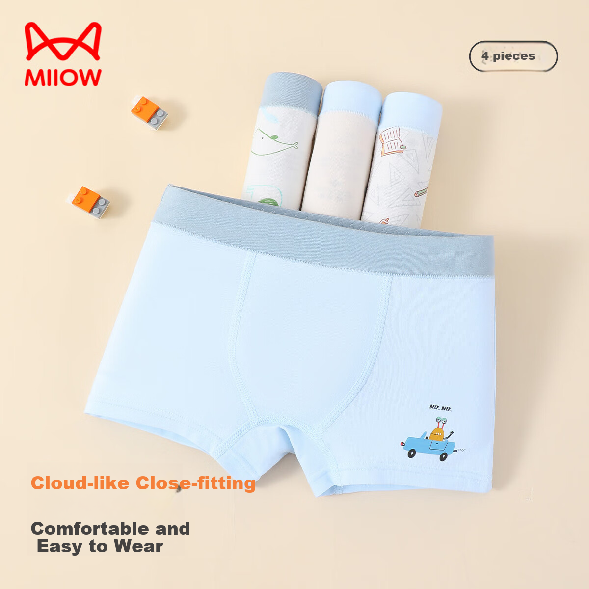 Maoren Children's Underwear, Boys' 4-Pack, Combed Cotton, Youth Boxer Briefs, Li...