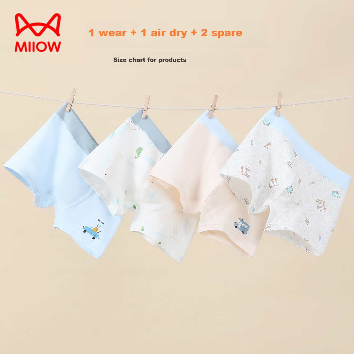 Maoren Children's Underwear, Boys' 4-Pack, Combed Cotton, Youth Boxer Briefs, Li...