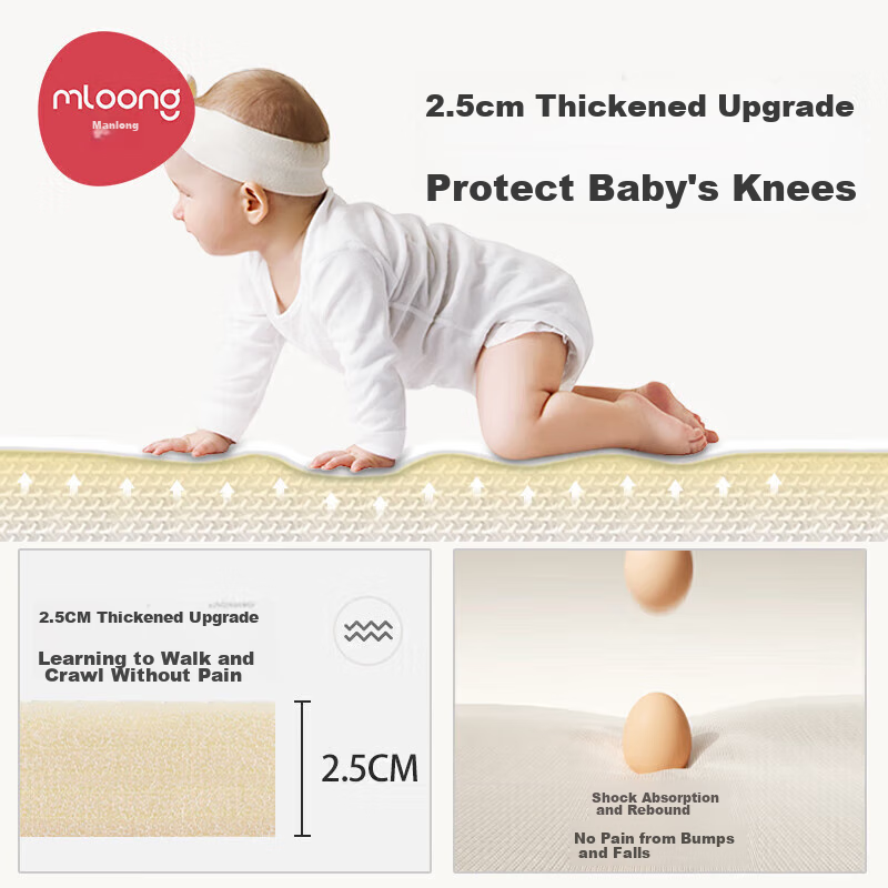 Manlong XPE Baby Crawling Mat, Infant Play Mat, Interlocking Thickened Children'...
