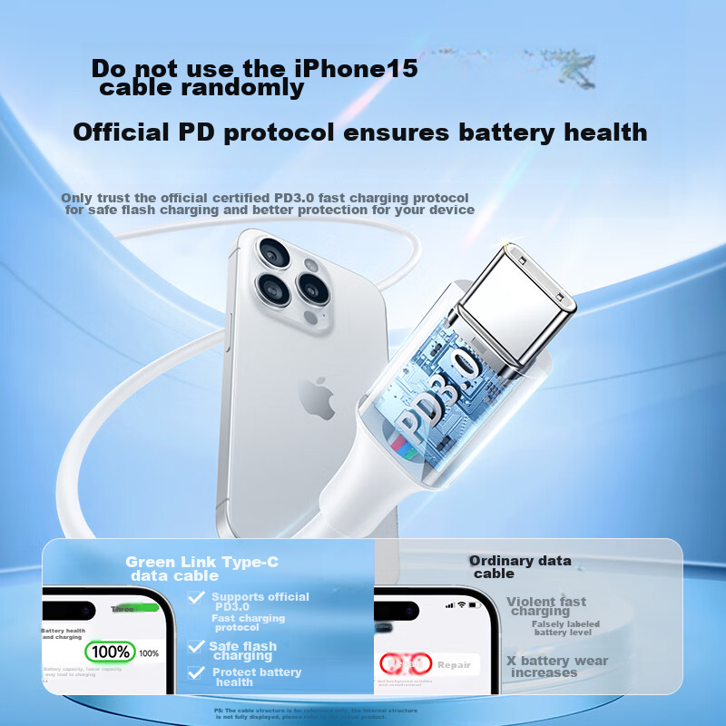 Lulian Type-C Data Cable, Double-Ended PD60W Fast Charging, Ctoc Car Charging Ca...