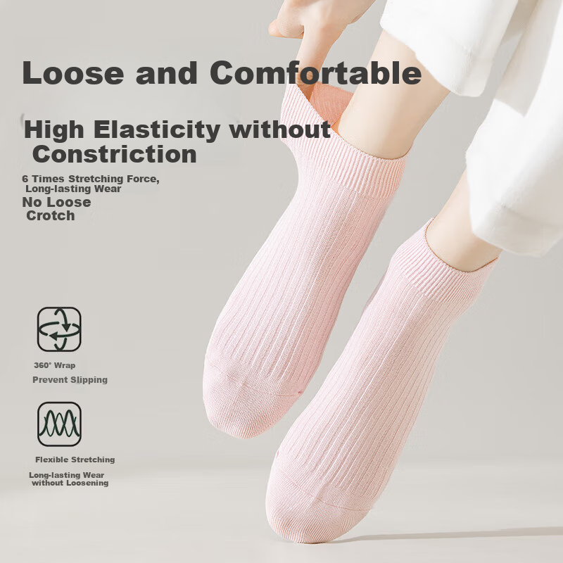 MiiOW 5 Pairs Women's Socks Summer 100% Cotton Anti-odor Solid Color Breathable...