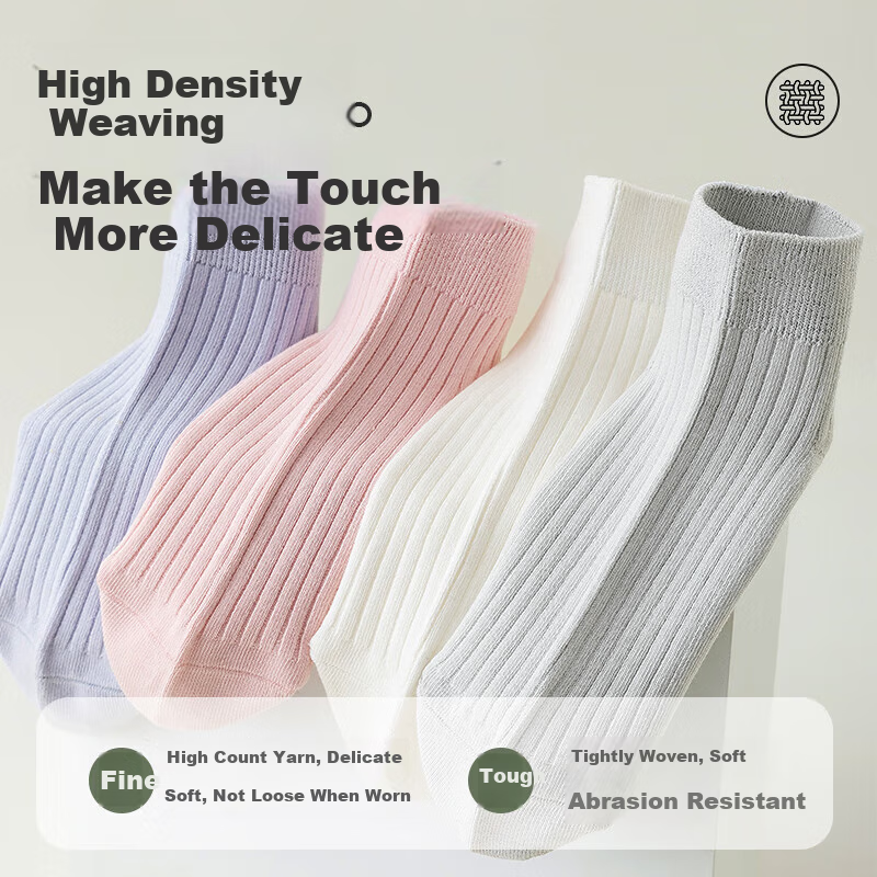 MiiOW 5 Pairs Women's Socks Summer 100% Cotton Anti-odor Solid Color Breathable...