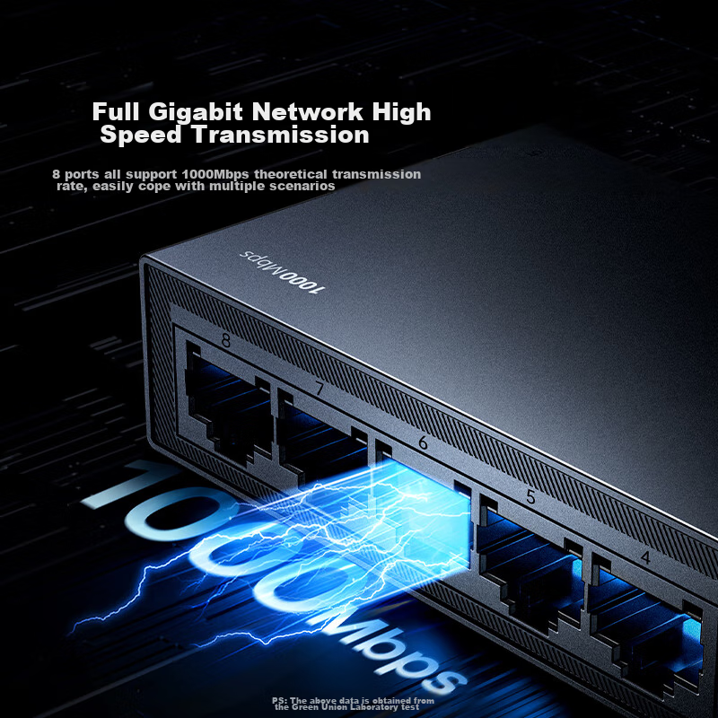 Lulian 8-Port Gigabit Switch, Network Cable Splitter One-To/Two/Four 4-Port Surv...