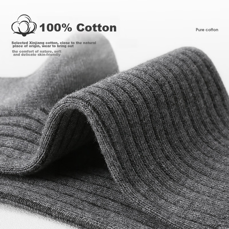 Langsha Men's Socks, Pure Cotton, Double-Needle, Mid-Calf, Antibacterial, Odor-R...