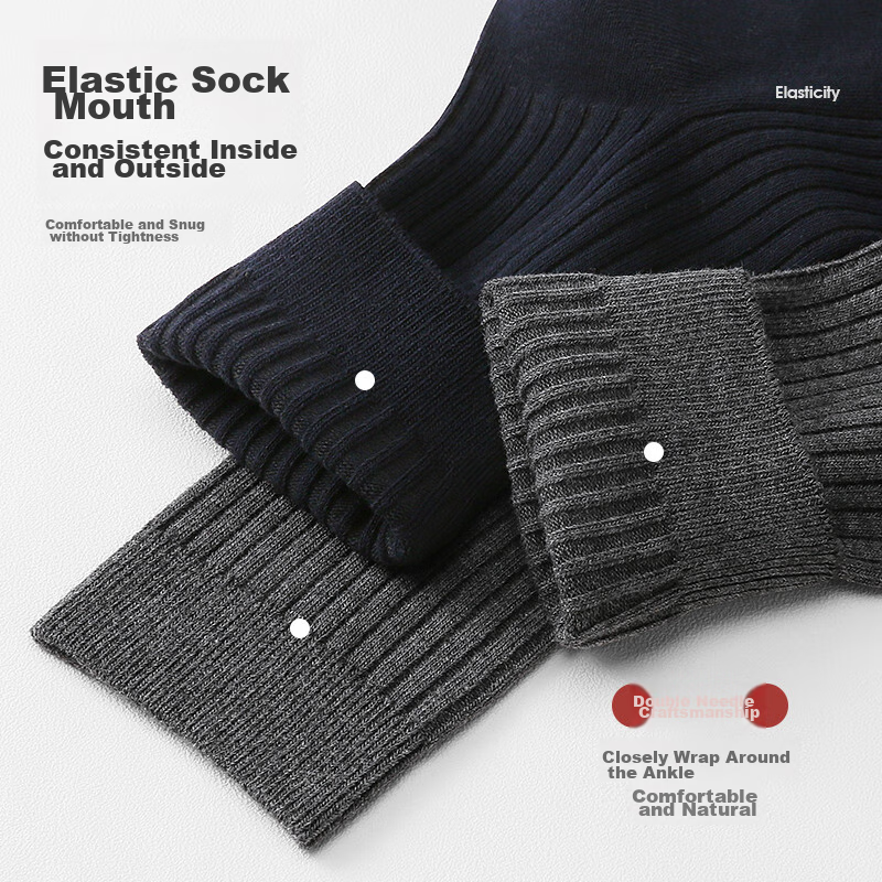 Langsha Men's Socks, Pure Cotton, Double-Needle, Mid-Calf, Antibacterial, Odor-R...