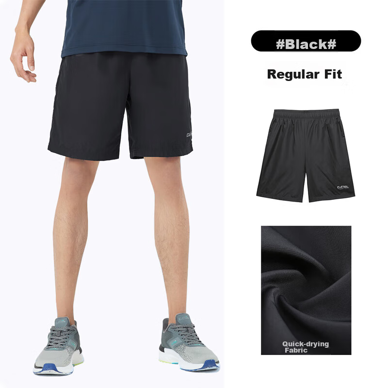 CAMEL Quick-Dry Sports Shorts for Men, Casual Breathable Woven Five-Point Shorts...