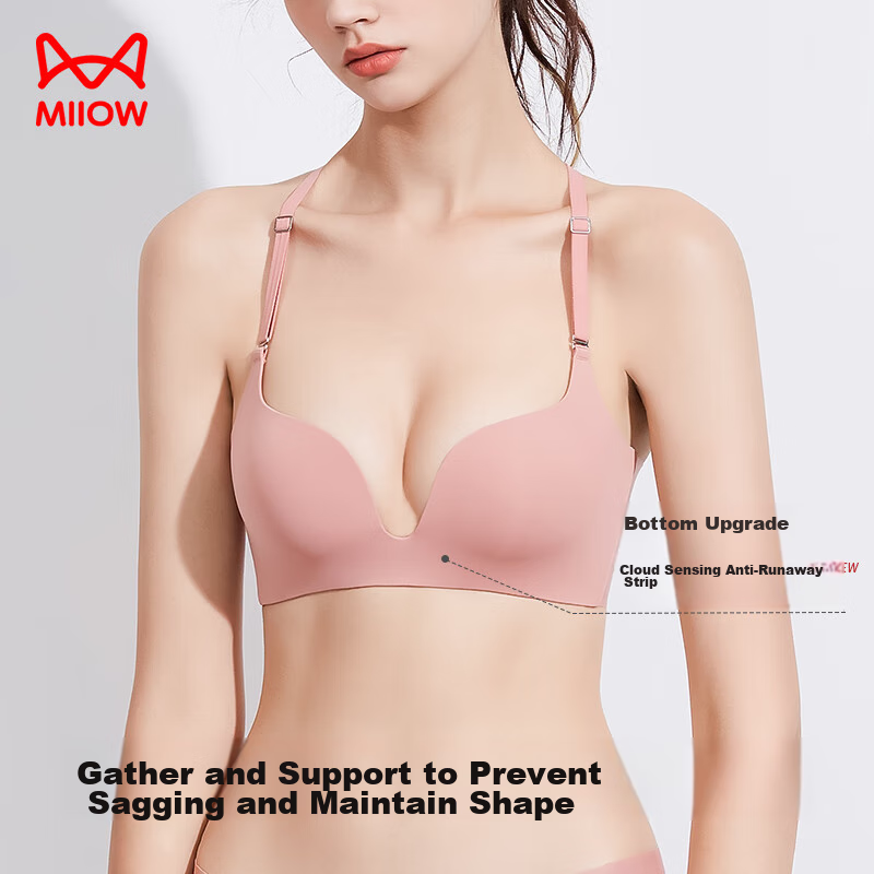 MiiOW Seamless Women's Bra for Small Breasts, Push-Up, Wireless, Side Support, A...