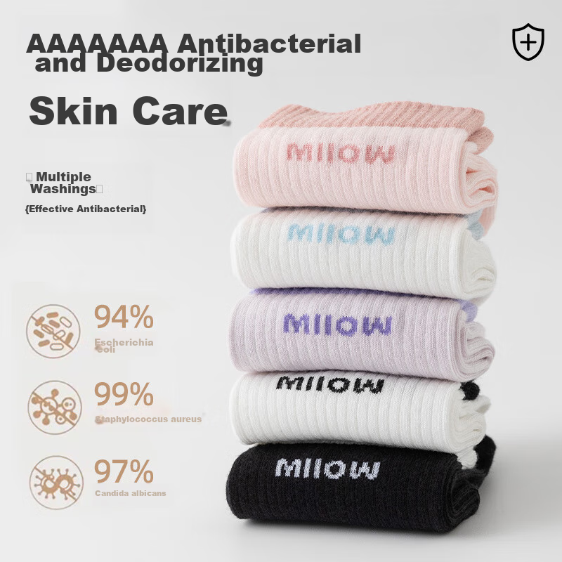 Maoren 5 Pairs of Women's Socks, Summer Pure Cotton, Contrasting Color Mid-Calf...