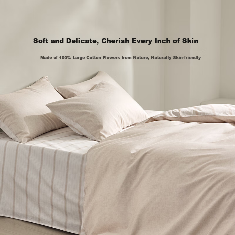 LUOLAI Home Textile 100% Pure Cotton Four-Piece Bedding Set Full Cotton Class A...