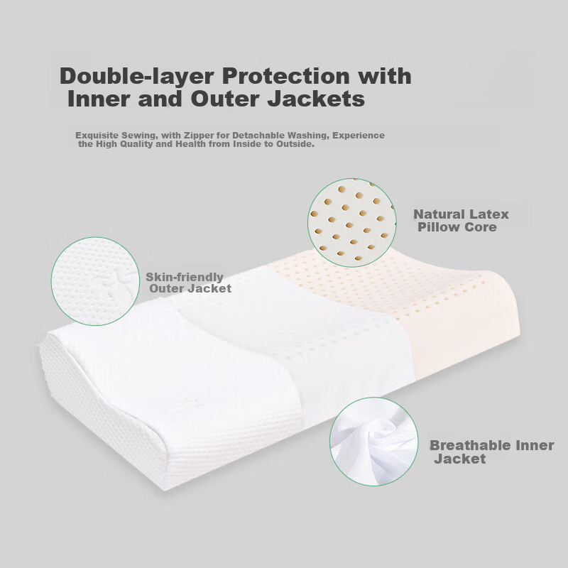 MENGYISHU Latex Pillow Thailand Imported Natural Rubber Adult Home Breathable Pi...