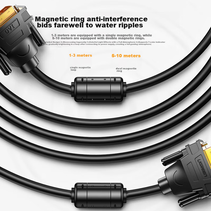 Lulian DVI Cable, DVI 24+1 Converter Cable, DVI-D Male to Male Dual-Channel Digi...