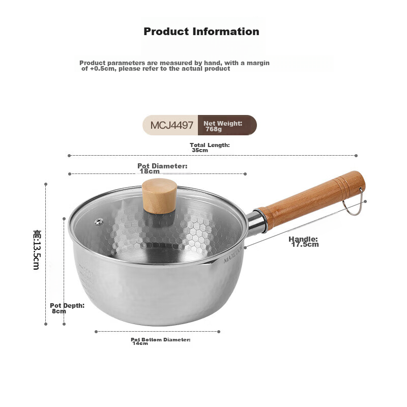 Maxcook Snowflake Pot, Hammered Stainless Steel Milk Pot, Noodle Soup Pot, Baby...