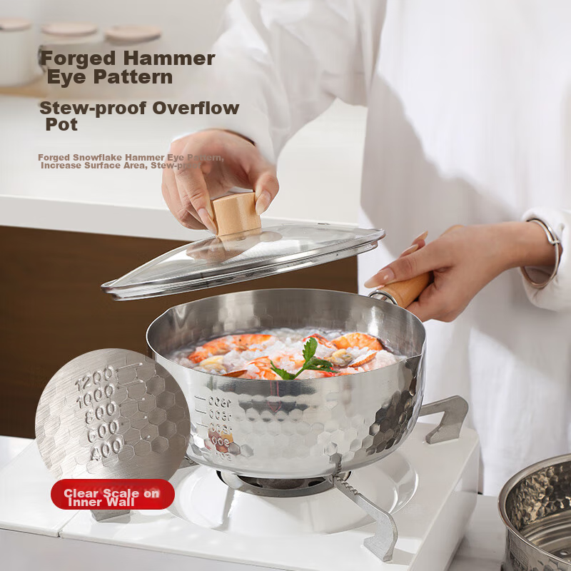 Maxcook Snowflake Pot, Hammered Stainless Steel Milk Pot, Noodle Soup Pot, Baby...