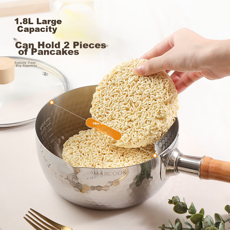 Maxcook Snowflake Pot, Hammered Stainless Steel Milk Pot, Noodle Soup Pot, Baby...