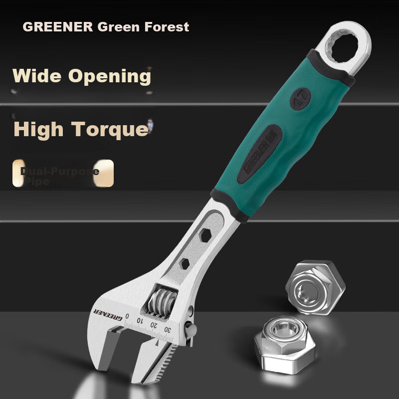 Greener Master Series Adjustable Wrench, 15-Inch Universal Open-End Multi-Functi...
